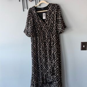 Torrid Black and Cream Diamond Maxi Dress 1X